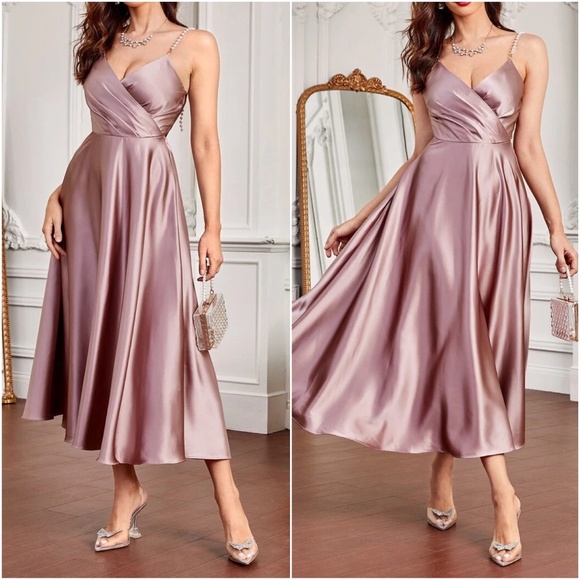 Luxe Satin Evening Formal Black tie Party Wedding Dress - Picture 1 of 4